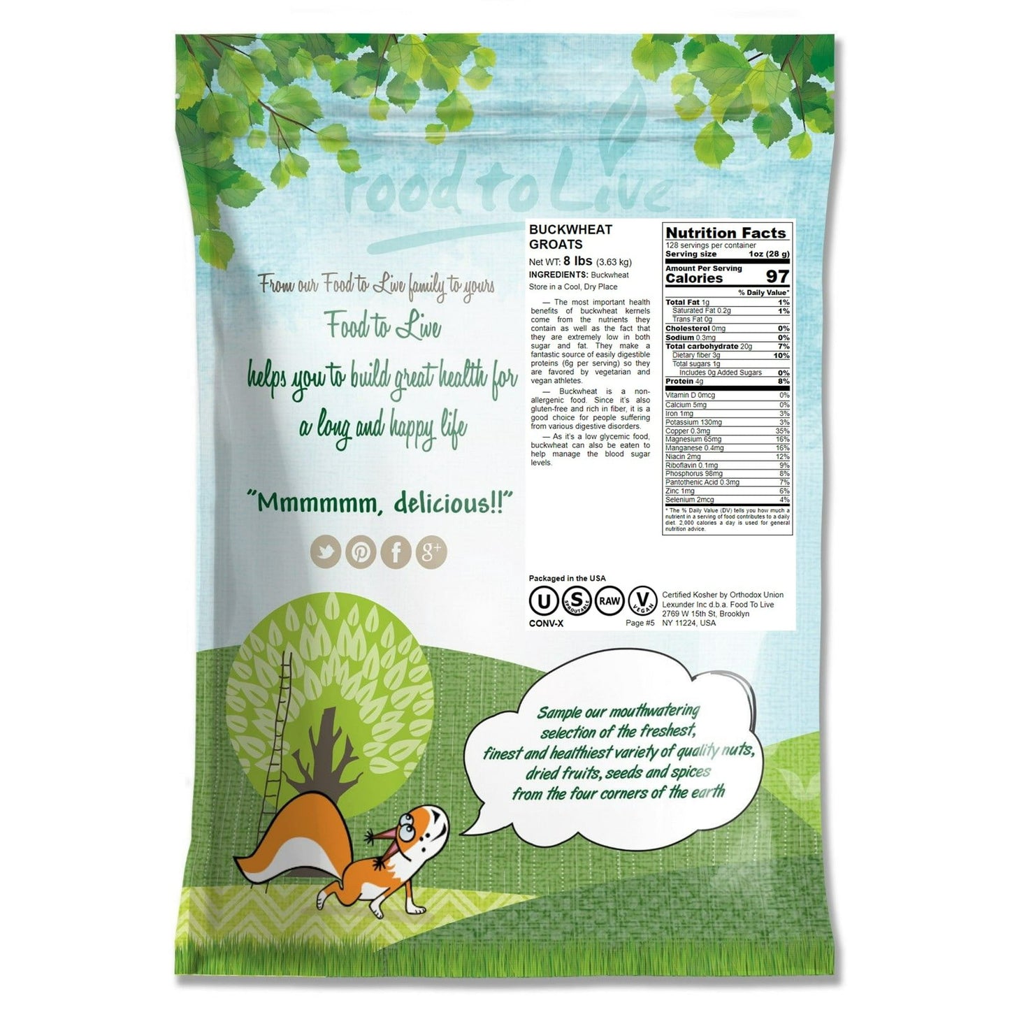 Buckwheat Groats, 8 Pounds — Raw, Vegan, Kosher — by Food to Live