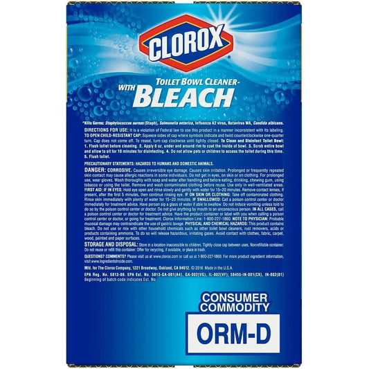 Clorox Toilet Bowl Cleaner with Bleach Gel, Rain Clean, 24 Fluid Ounce (6 Pack)