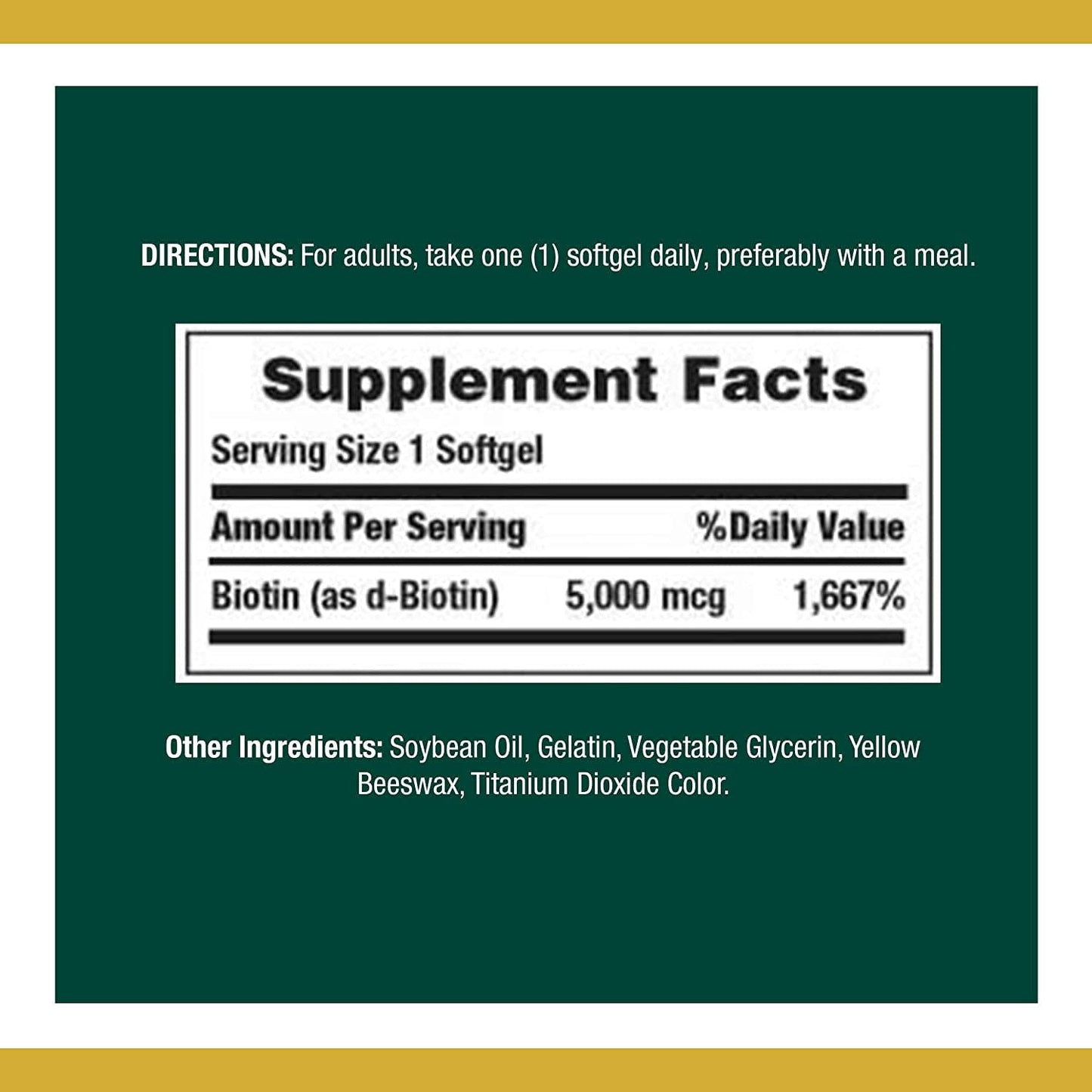 Nature's Bounty Biotin Softgels, 5000 mcg, 72 Ct