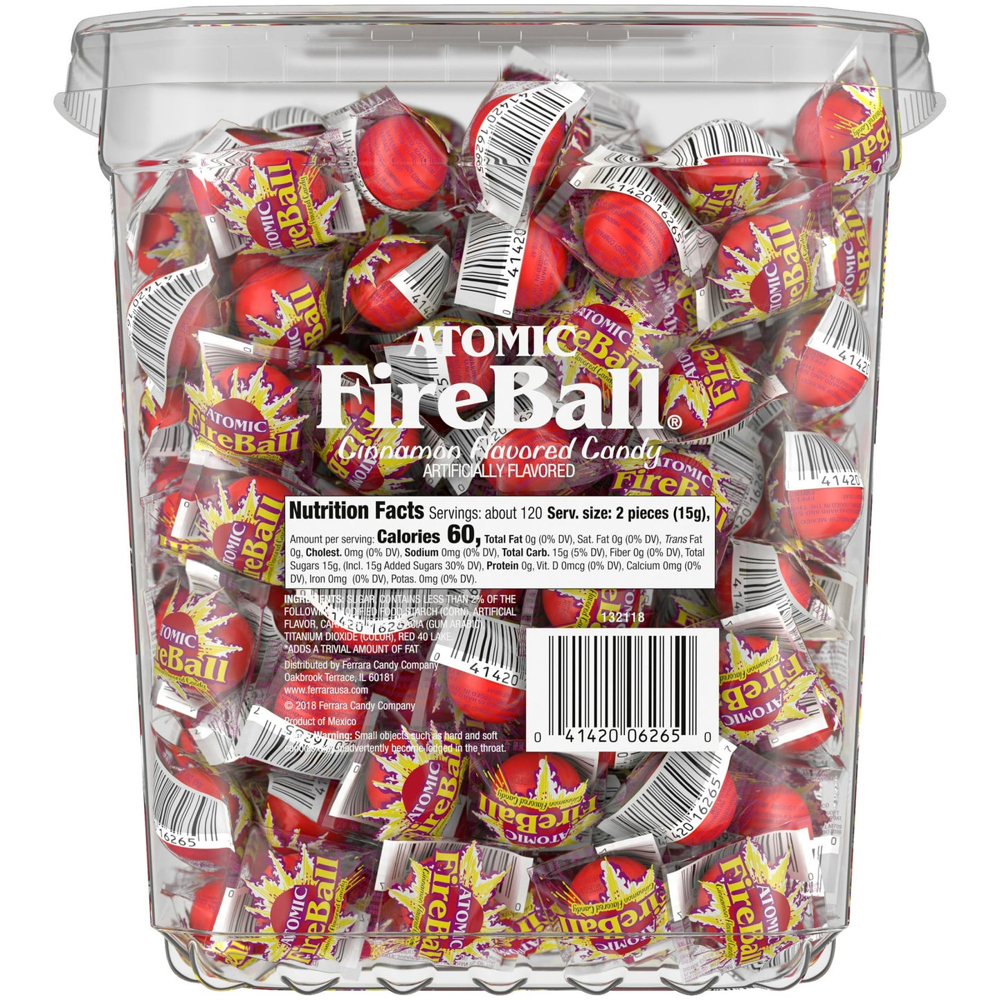 Wonka Atomic Fireball Jawbreakers , Cinnamon Flavor Individually Wrapped Candy, (240 Count)