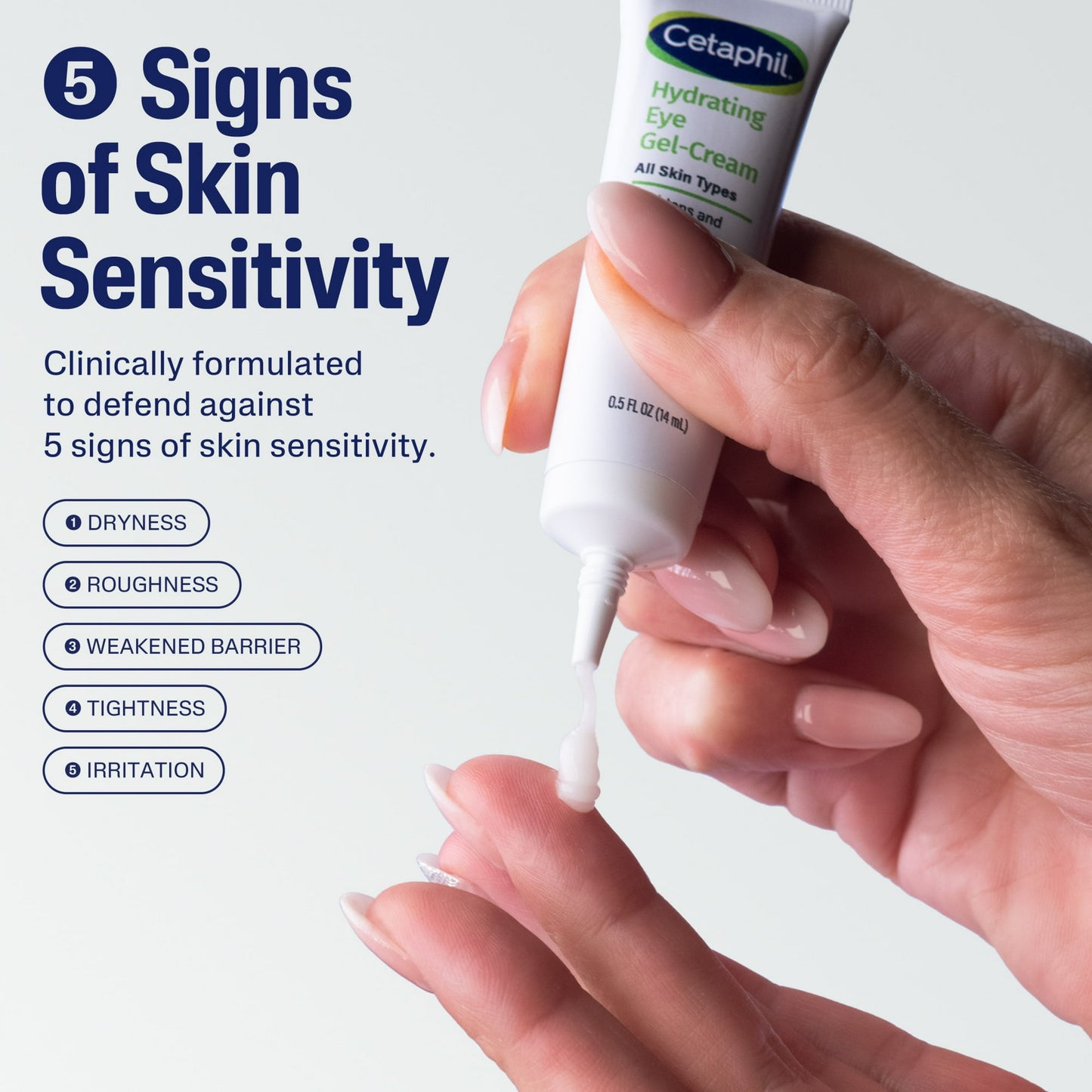 Cetaphil Hydrating Eye Gel Cream for Sensitive Skin with Hyaluronic Acid, 0.5 oz
