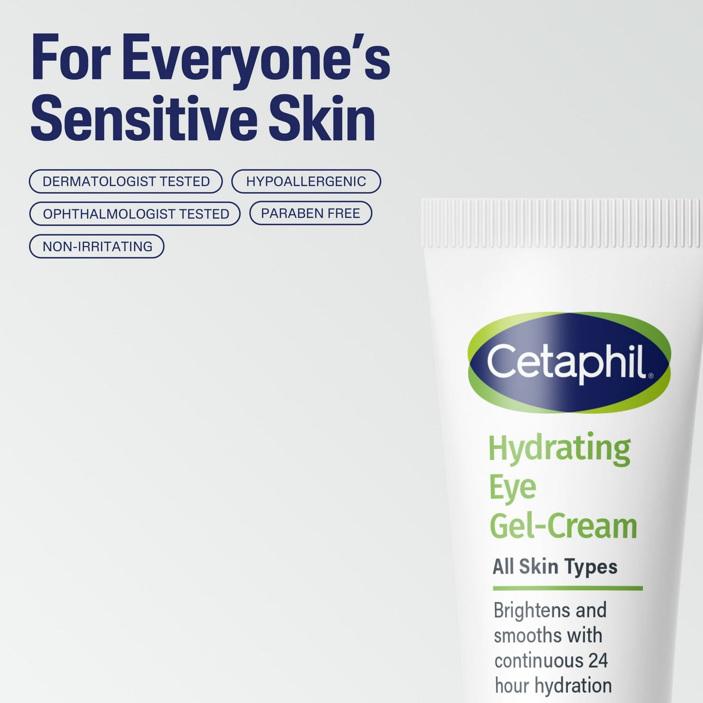 Cetaphil Hydrating Eye Gel Cream for Sensitive Skin with Hyaluronic Acid, 0.5 oz