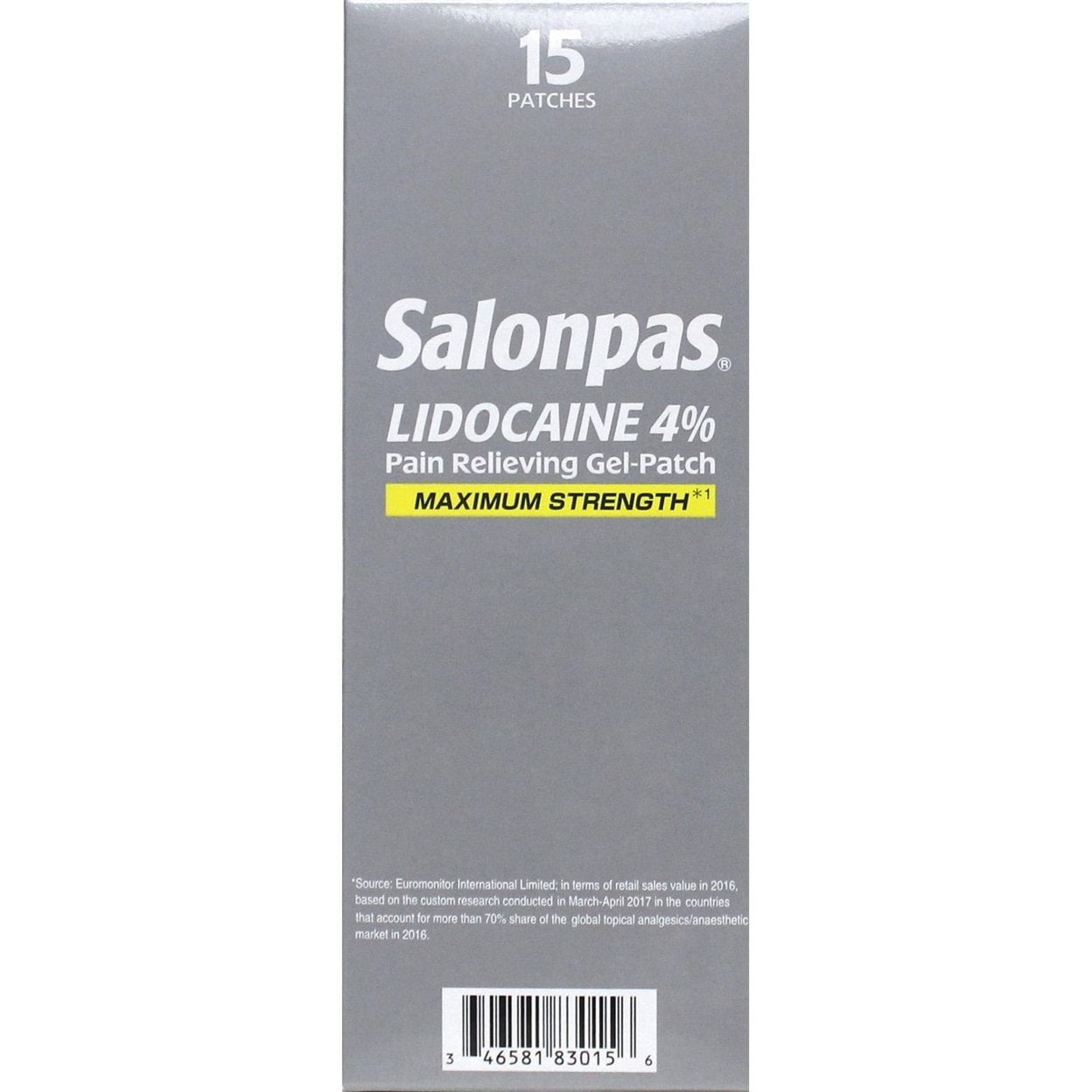 Salonpas LIDOCAINE Pain Relieving Maximum Strength Gel 15Patch
