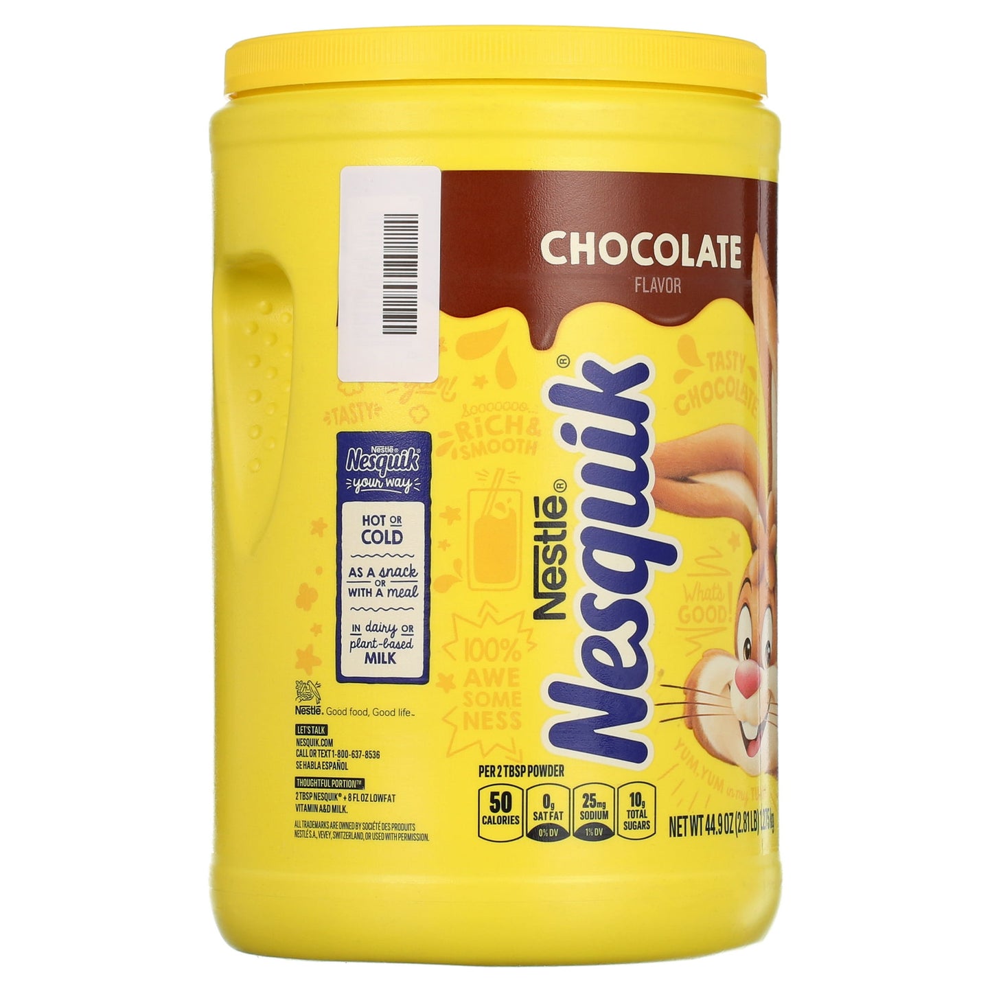 Nestlé NESQUIK Chocolate Flavor Drink Mix Powder, 44.9 oz Canister – Fortified with Vitamins & Minerals, Delicious Chocolate Milk Powder