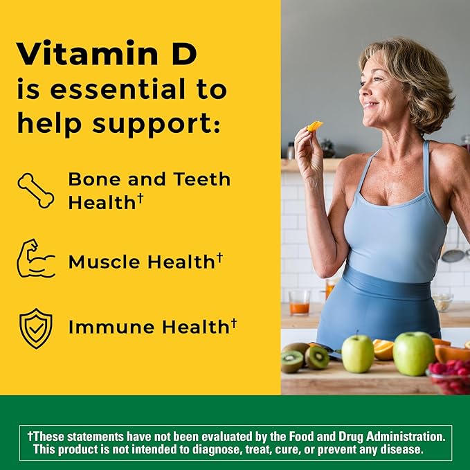 Nature Made Vitamin D3 K2, 5000 IU (125 mcg) Vitamin D, Dietary Supplement for Bone, Teeth, Muscle and Immune Health Support, 30 Softgels, 30 Day Supply