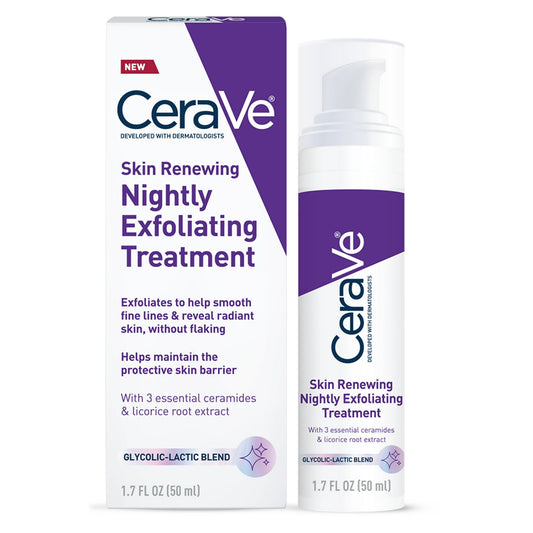 CeraVe Skin Renewing Nightly Exfoliating Treatment – Anti-Aging Face Serum, 1.7 fl oz