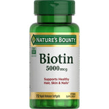 Nature's Bounty Biotin Softgels, 5000 mcg, 72 Ct
