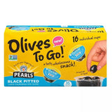 Pearls Black Pitted Olives To Go – 16 Cups (1.2 oz Each), Ready-to-Eat Snack Cups, Convenient On-the-Go Healthy Snack
