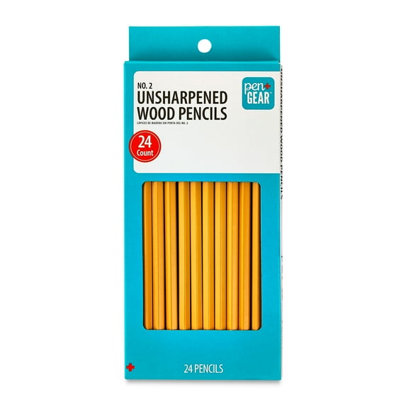 Pen+Gear #2 HB Unsharpened Wood Pencils, Yellow, 24 Count