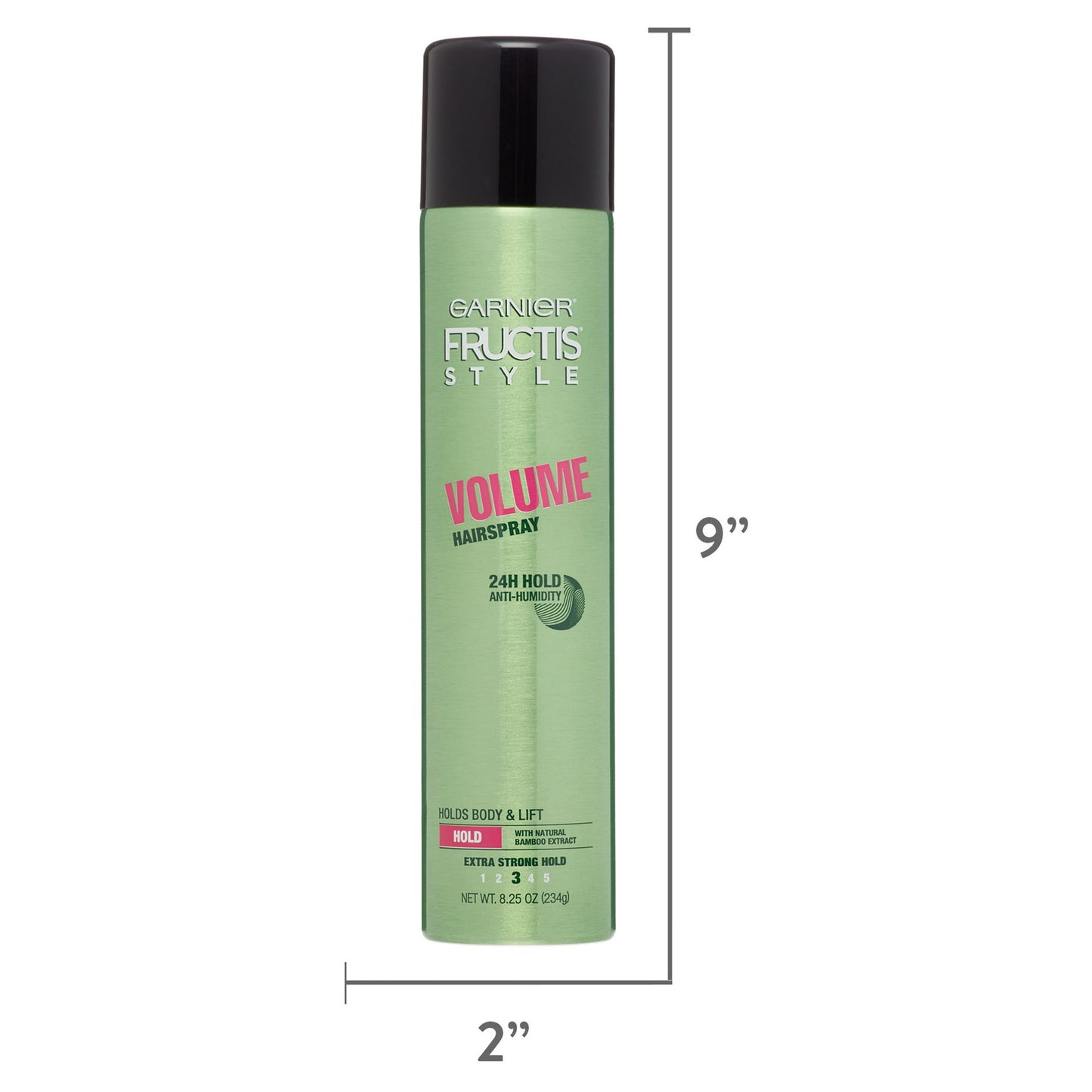 Garnier Fructis Style Volume Anti-Humidity Hairspray, Extra Strong Hold, 8.25 oz – Long-Lasting Volumizing Hair Spray for Frizz Control, Shine & All-Day Hold