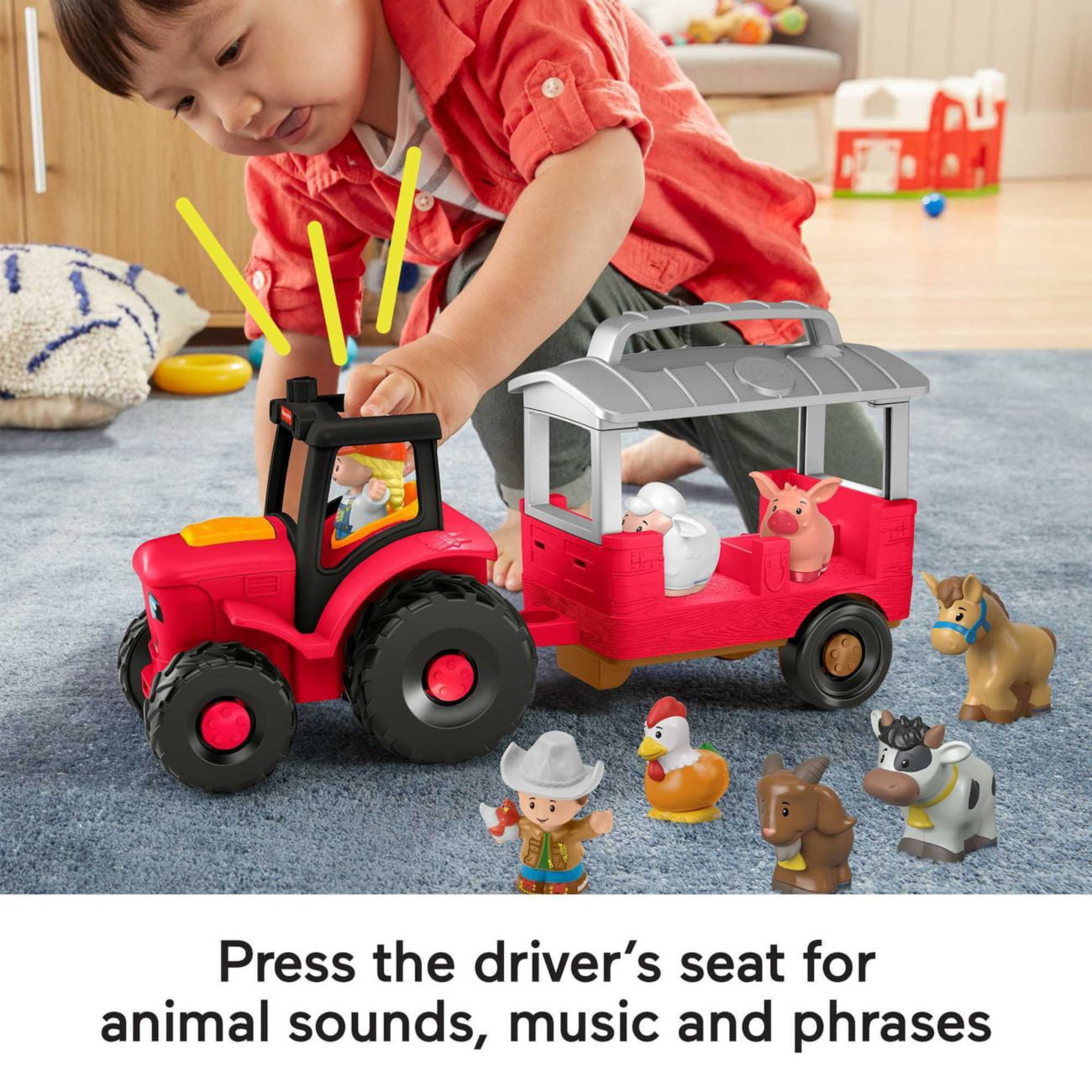 Fisher-Price Little People Farm Playset with Tractor – Assorted Plastic Figures, 2-Count, 2.42 lb | Interactive Toy Set for Toddlers & Preschool Kids