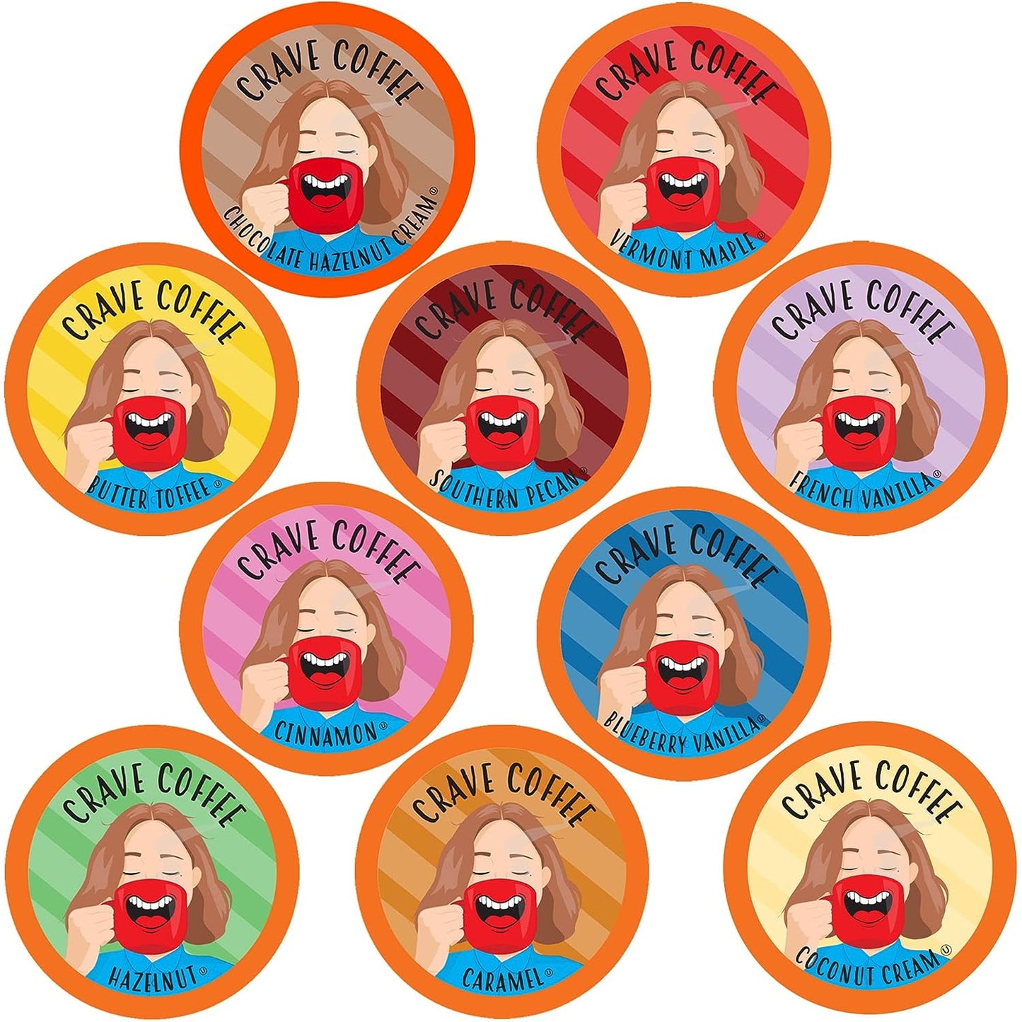 Crave Coffee Variety Pack Pods for Keurig 2.0 – 100 Count, Assorted Flavored Coffee Pods, Compatible with Keurig K-Cup Brewers