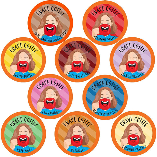 Crave Coffee Variety Pack Pods for Keurig 2.0 – 100 Count, Assorted Flavored Coffee Pods, Compatible with Keurig K-Cup Brewers