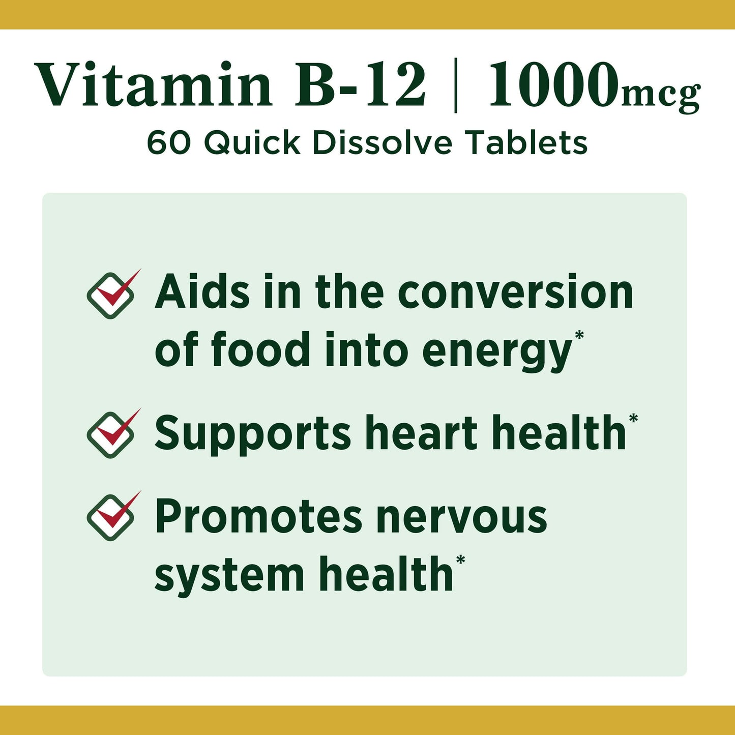 Nature's Bounty Vitamin B12 Methylcobalamin Tablets, 1000 mcg, 60 Ct