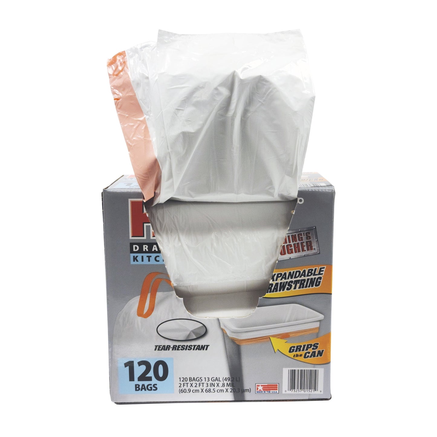 Husky 13 Gallon Drawstring Kitchen Trash Bags – 120 Count, Tear-Resistant & Unscented