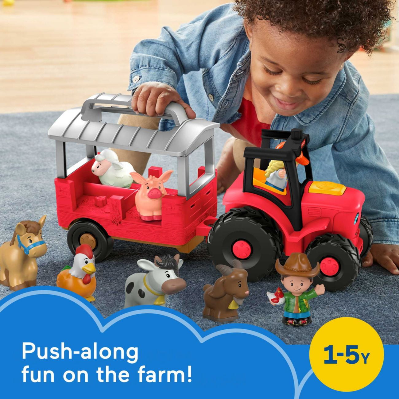 Fisher-Price Little People Farm Playset with Tractor – Assorted Plastic Figures, 2-Count, 2.42 lb | Interactive Toy Set for Toddlers & Preschool Kids