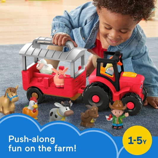 Fisher-Price Little People Farm Playset with Tractor – Assorted Plastic Figures, 2-Count, 2.42 lb | Interactive Toy Set for Toddlers & Preschool Kids
