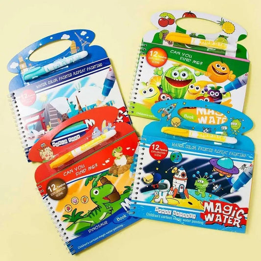 Reusable Magic Water Book, Creative Children Magical Drawing Books with Pen