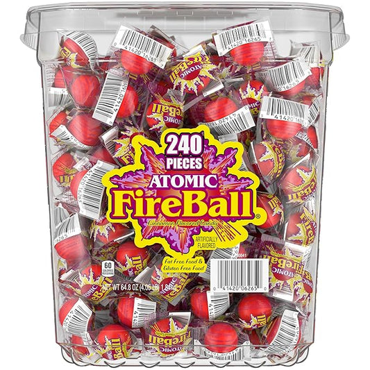 Wonka Atomic Fireball Jawbreakers , Cinnamon Flavor Individually Wrapped Candy, (240 Count)
