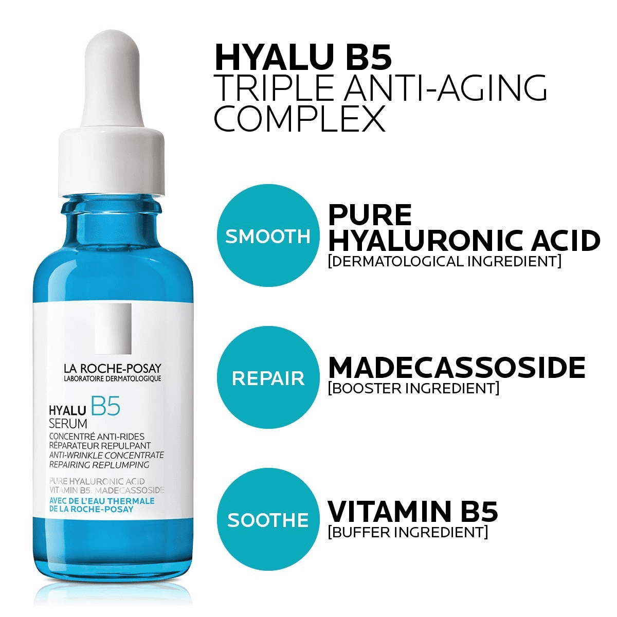 La Roche-Posay Hyalu B5 Pure Hyaluronic Acid Serum for Face, 1.0 fl oz