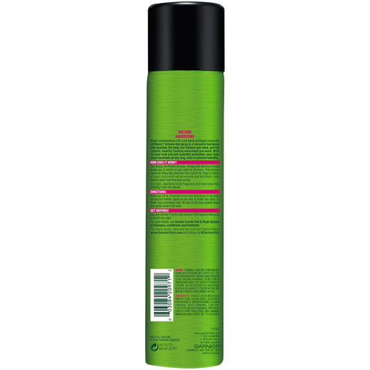 Garnier Fructis Style Volume Anti-Humidity Hairspray, Extra Strong Hold, 8.25 oz – Long-Lasting Volumizing Hair Spray for Frizz Control, Shine & All-Day Hold