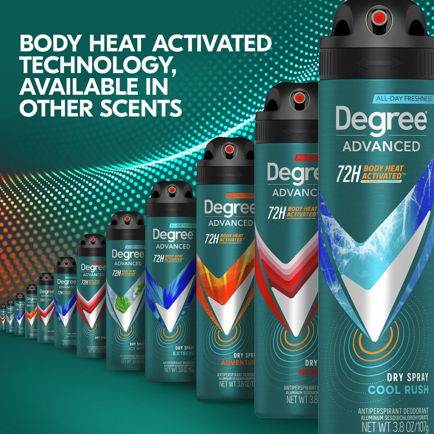 Degree Long Lasting Men's Antiperspirant Deodorant Dry Spray Cool Rush, 3.8 oz
