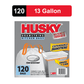 Husky 13 Gallon Drawstring Kitchen Trash Bags – 120 Count, Tear-Resistant & Unscented