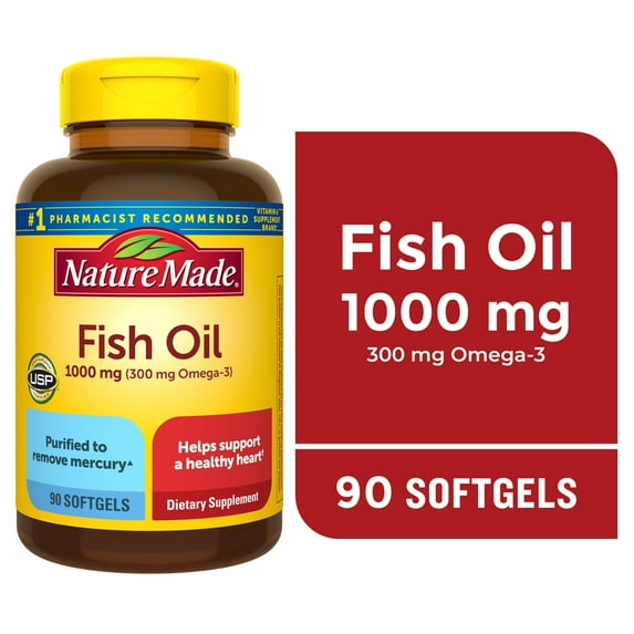 Nature Made Fish Oil 1000 mg Softgels, Fish Oil Supplements, 90 Count