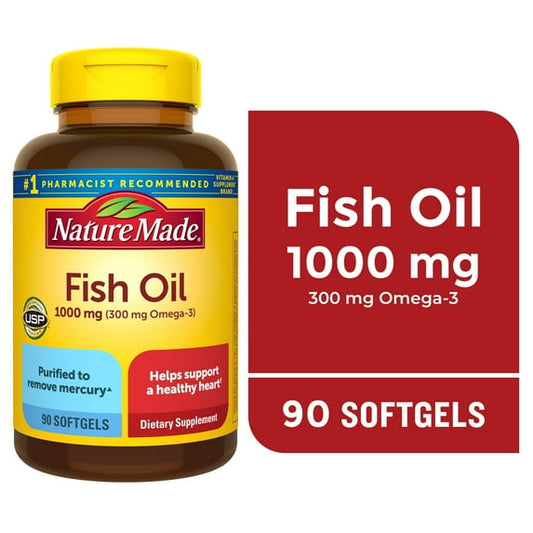 Nature Made Fish Oil 1000 mg Softgels, Fish Oil Supplements, 90 Count