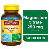 Nature Made Magnesium Citrate 250 mg per Serving Softgels, Magnesium Supplement, 60 Count