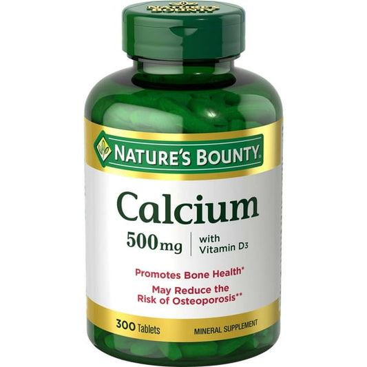 Nature's Bounty Calcium 500 mg + Vitamin D3 10 mcg Tablets for Bone Health, 300 Ct