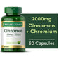Nature’s Bounty Cinnamon 2000mg Plus Chromium Capsules, Supports Sugar Metabolism, Herbal Health, 60 Count