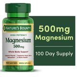 Nature's Bounty Magnesium Tablets, 500 Mg, 100 Ct