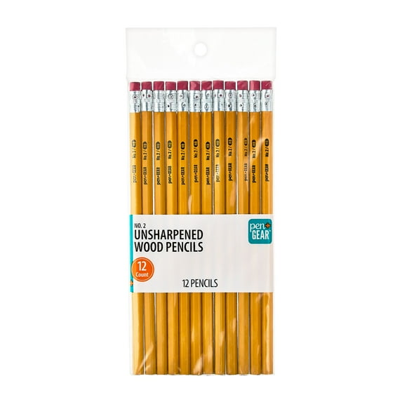 Pen+Gear Unsharpened Wood Pencils, #2 HB Lead, Yellow, 12 Count