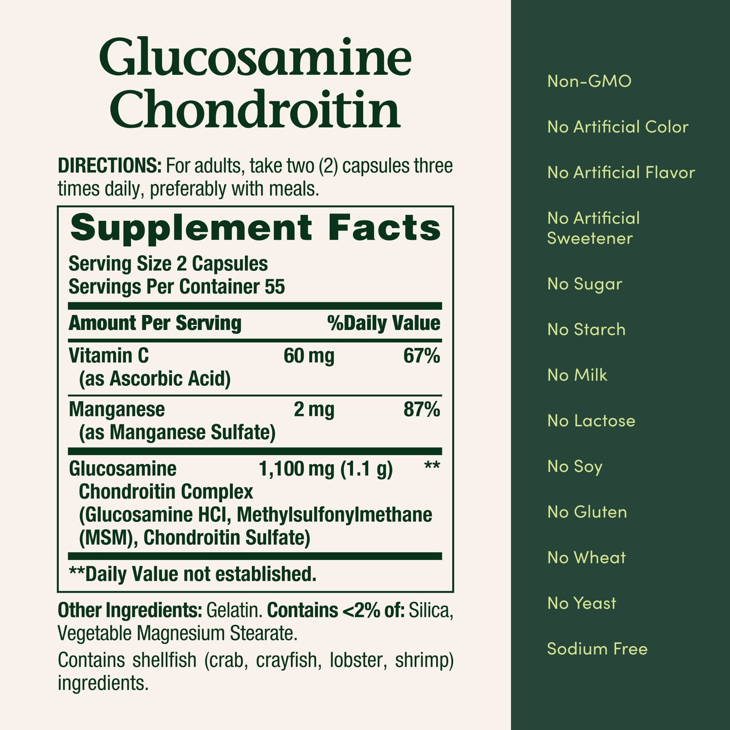 Nature's Bounty Glucosamine Chondroitin Capsules, 110 Count