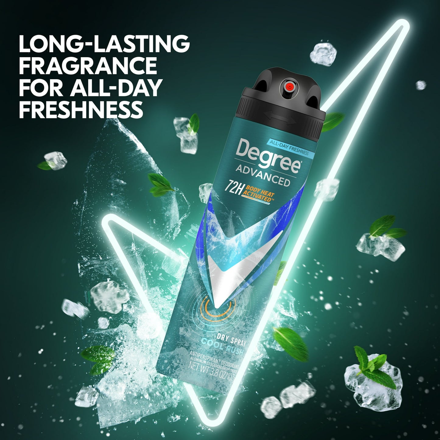 Degree Long Lasting Men's Antiperspirant Deodorant Dry Spray Cool Rush, 3.8 oz
